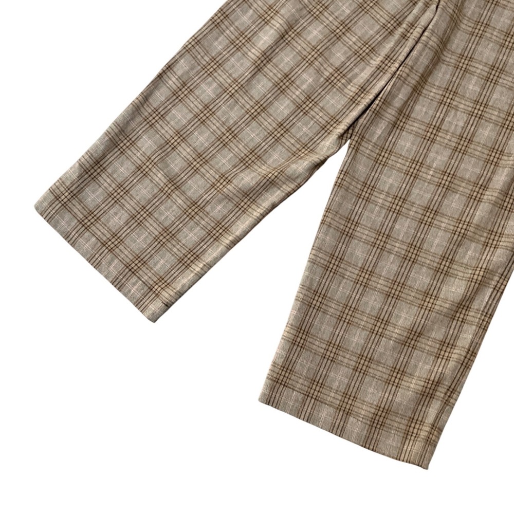 Madewell Plaid Pleated Wide Leg Pants Career Office Brown High Rise Womens 10 - Picture 8 of 9